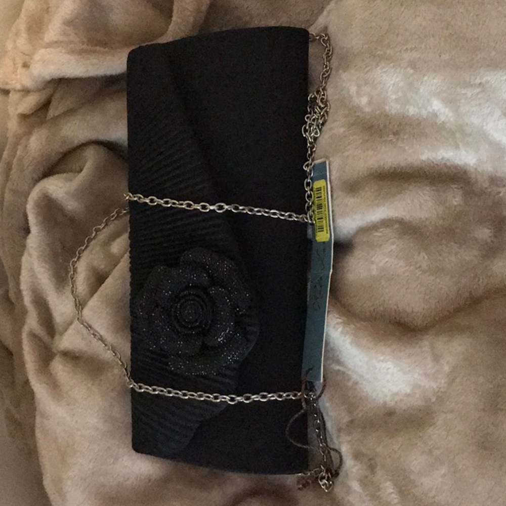 Black evening bag.
